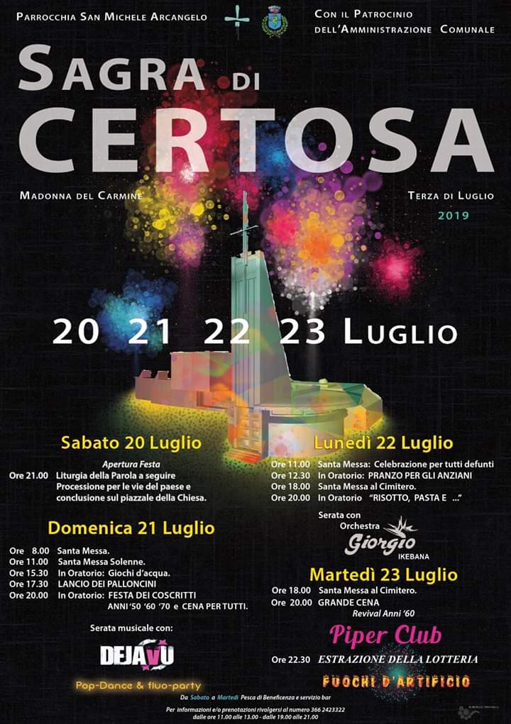Sagra di Certosa - dal 20 al 22 luglio 2019 - Certosa di Pavia