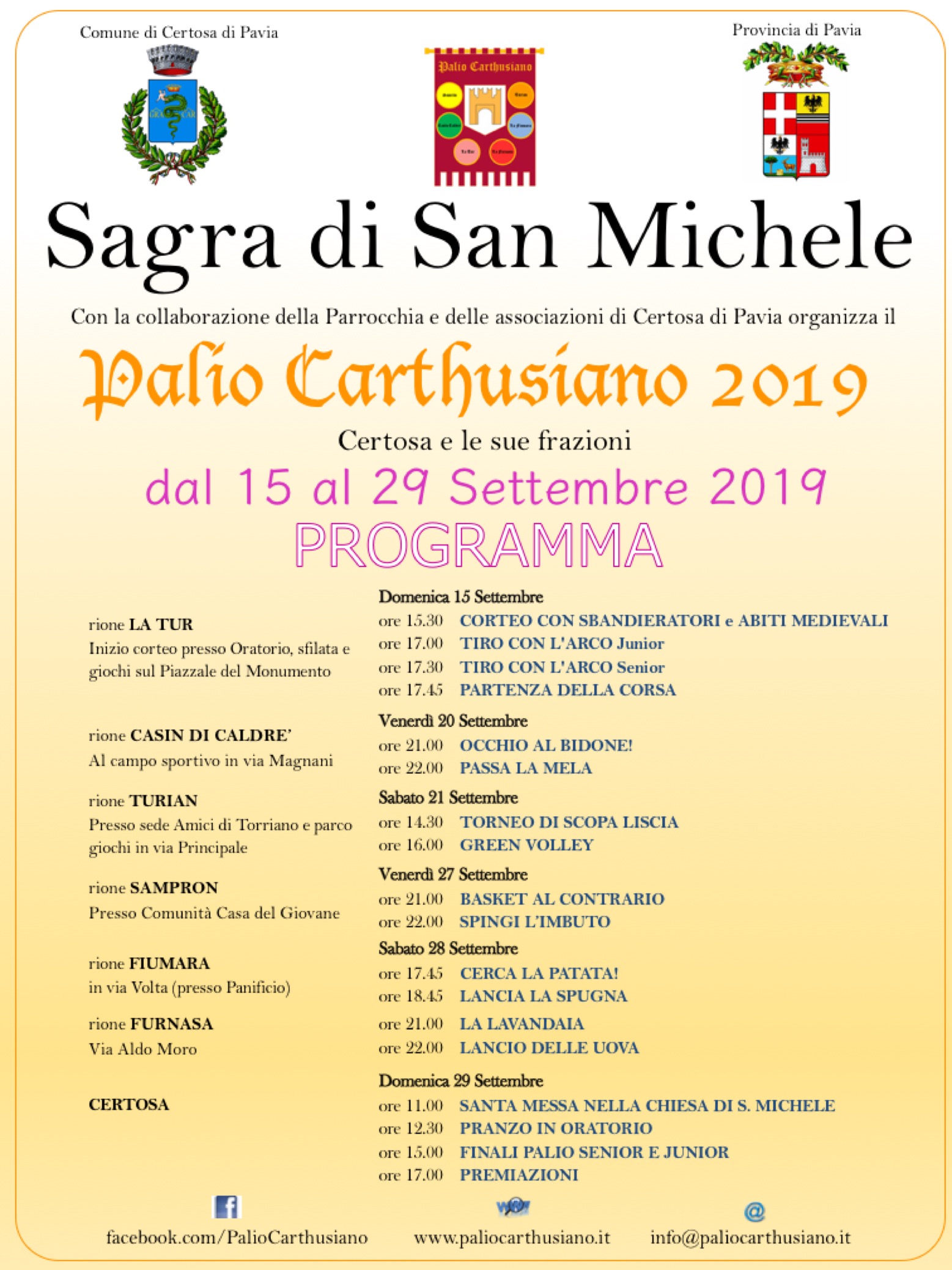 Palio Carthusano - 15 - 29 settembre 2019 - Certosa di Pavia
